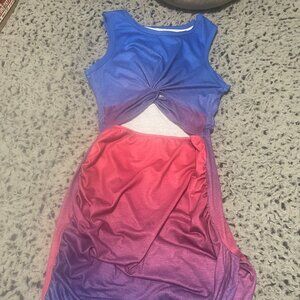 Shein Blue/Pink/Purple Midsection Open Dress